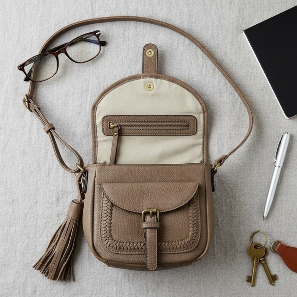 Ampere Harper Vegan Leather Crossbody Bag Purse Brown NWT
